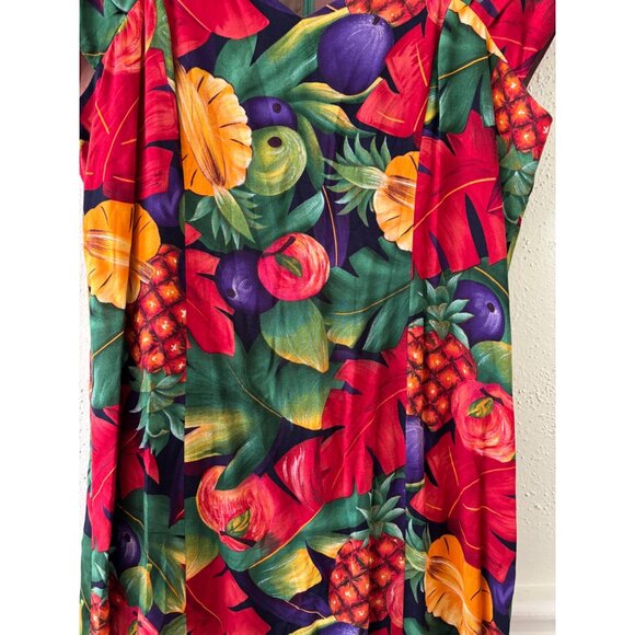Vintage Jessica Howard Womens Tropical Fruit Print Dress Short Sleeves Mid-Lengt - Picture 4 of 13